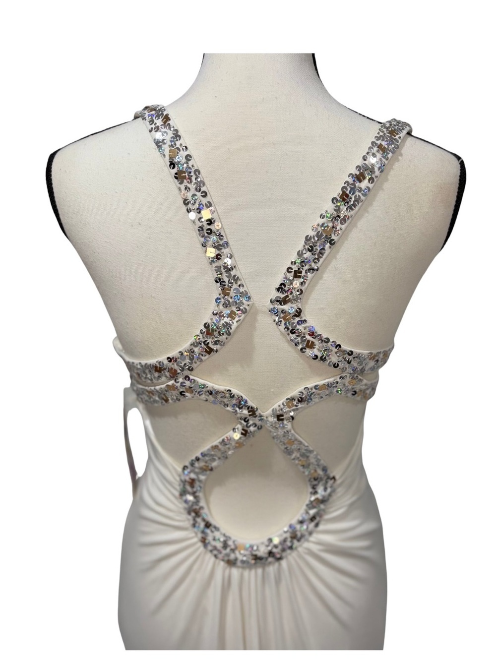 Hailey Logan by Adrianna Papell White Maxi Gown with Beaded Straps